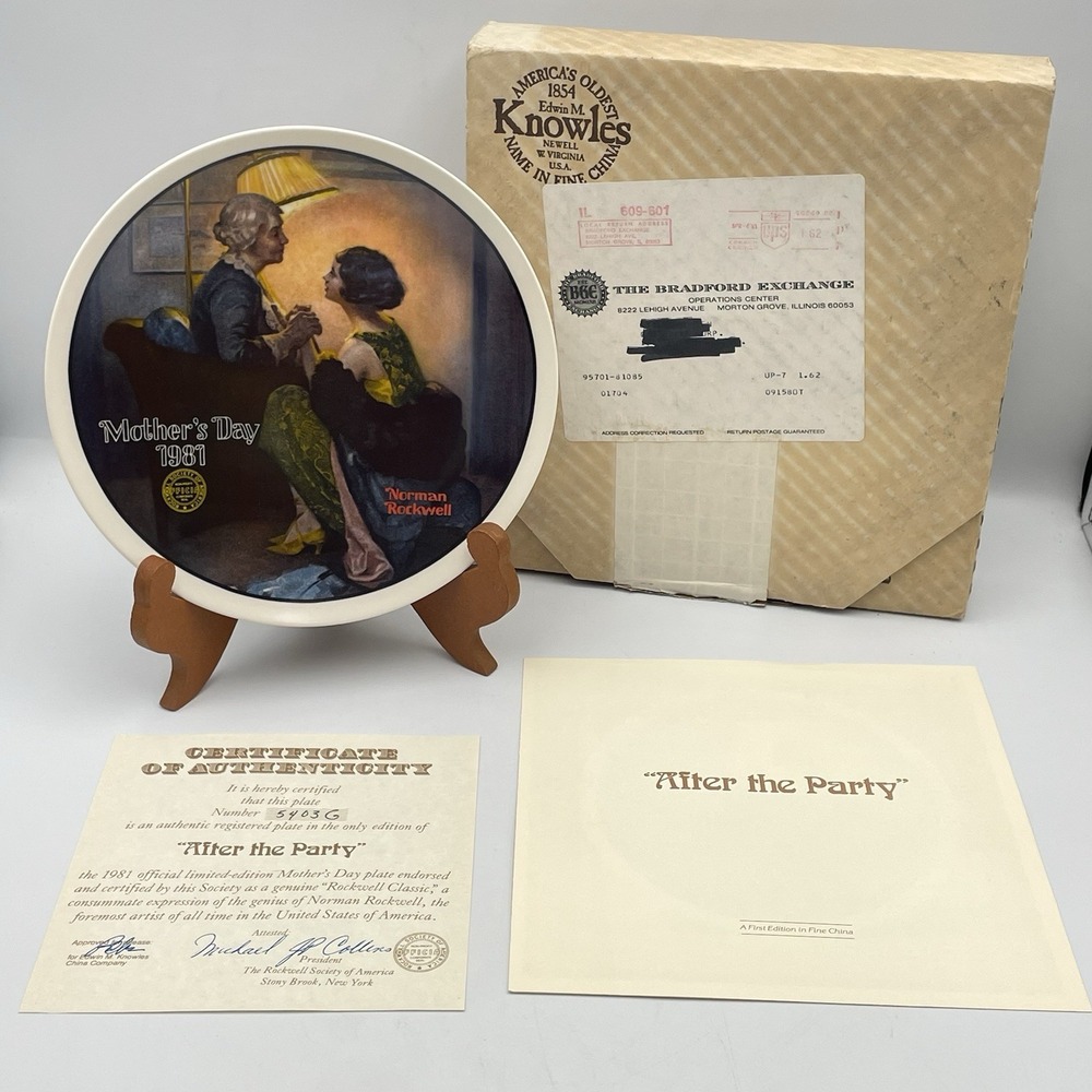 Vintage 1981 Norman Rockwell After The Party Mother's Day Knowles Plate COA Box